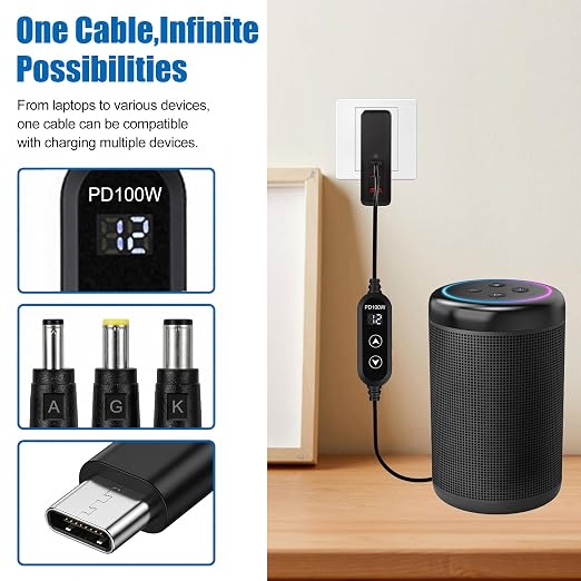 Black-100W with 16 Adapter DC Cable