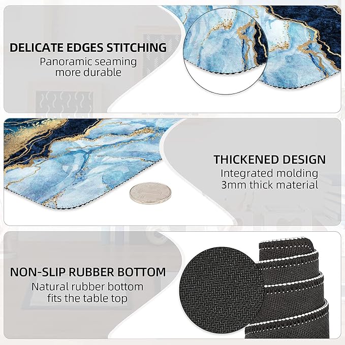 4Pcs-Blue & White Marble