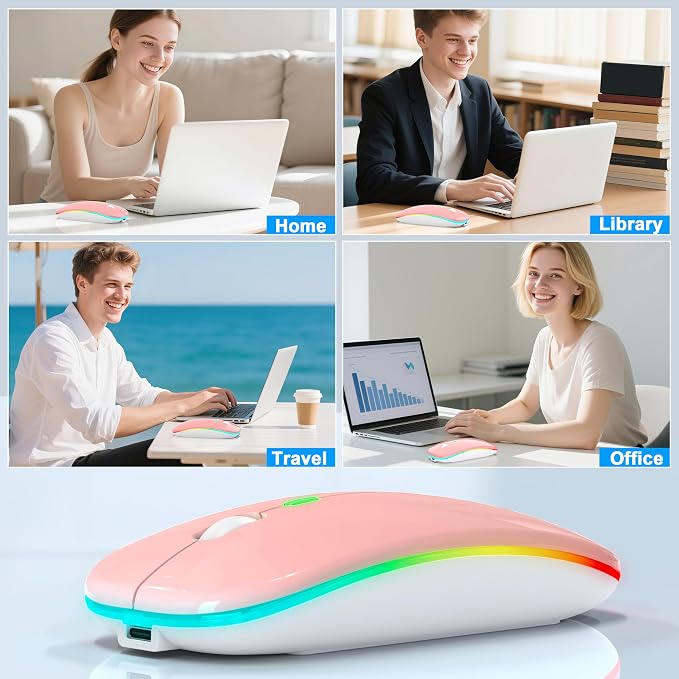 LED Wireless Mouse (Pink)
