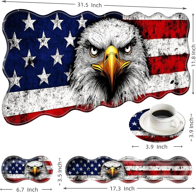 3 Bald Eagle American Flag