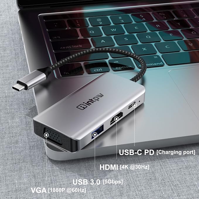 USB C to HDMI VGA Grey